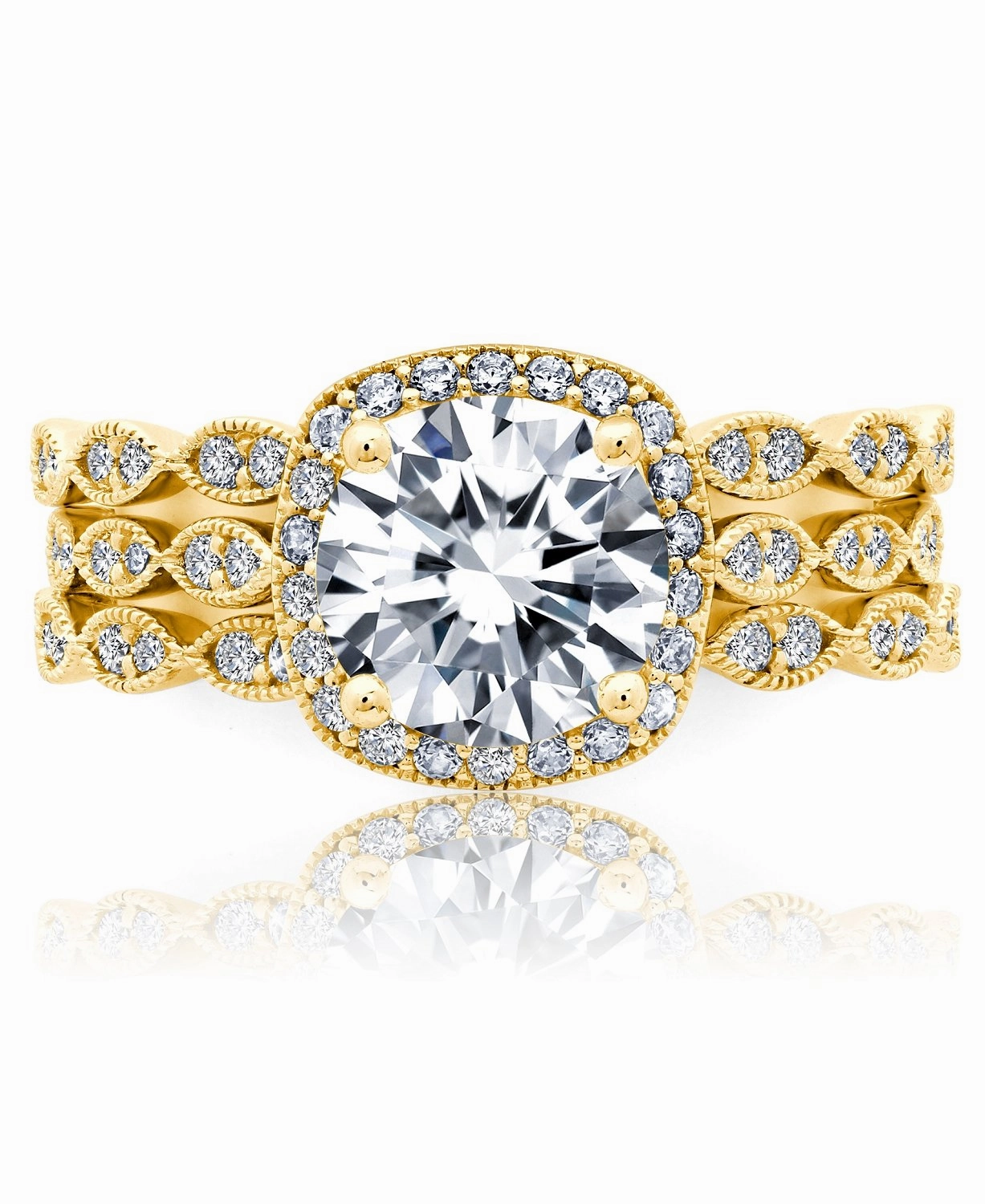 Brilliant Center Three Ring Stack Finished in Gold