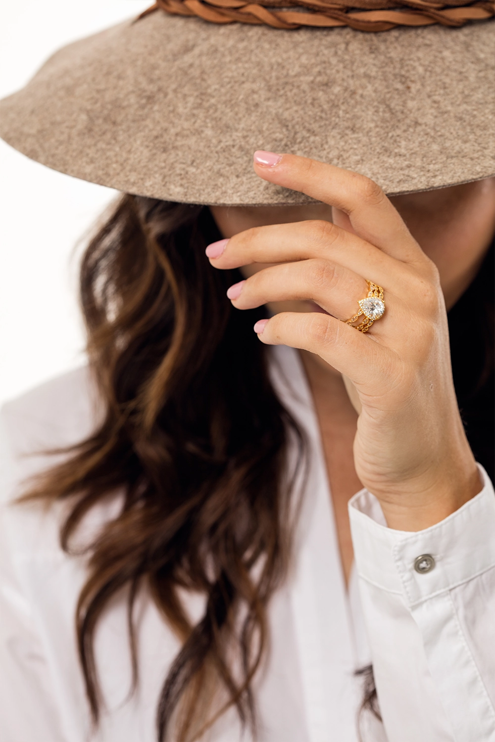 Brilliant Center Three Ring Stack Finished in Gold
