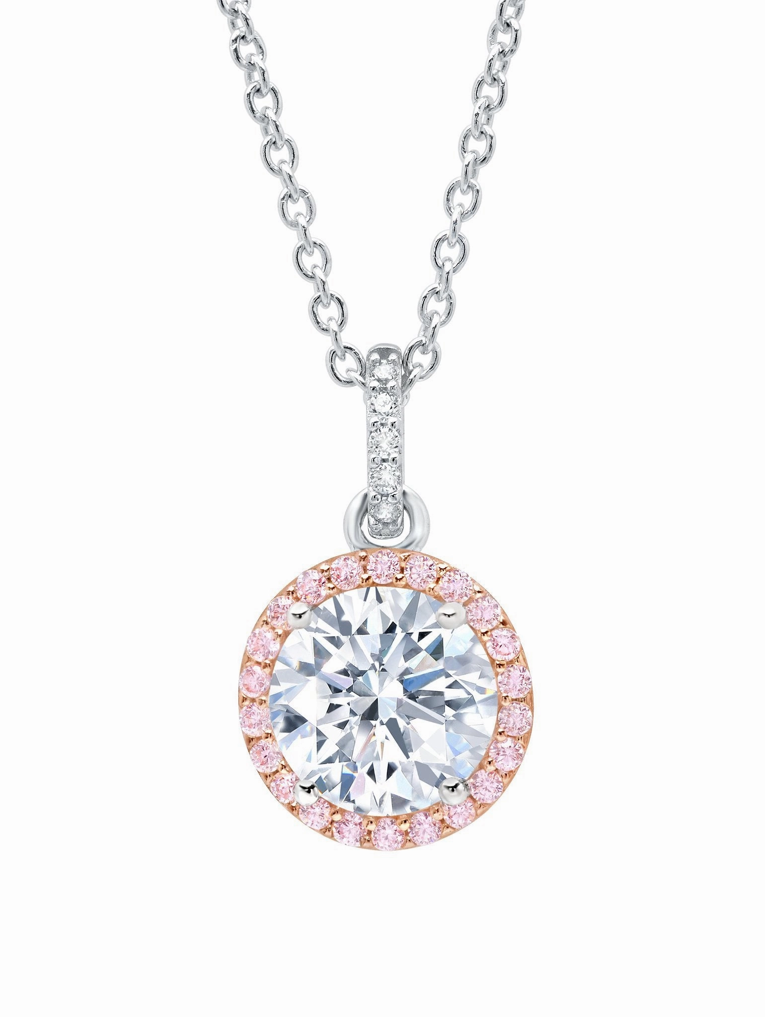 Brilliant Cut Fiore Pink Halo Pendant