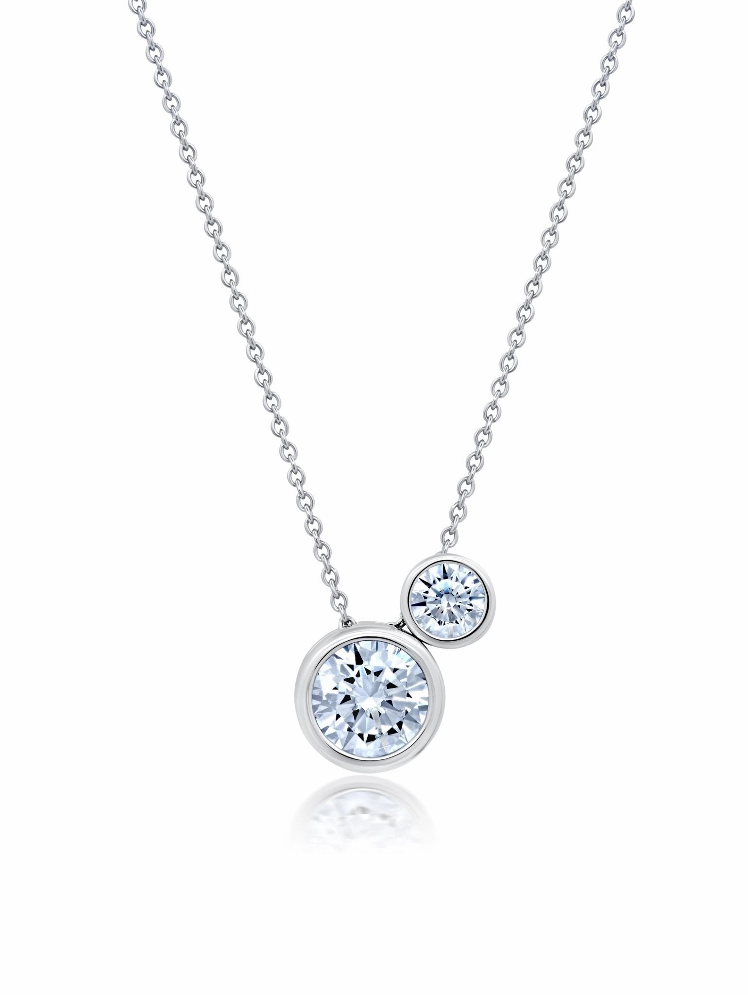 Brilliant Round 2 Stone Bezel 16'' Extending Necklace