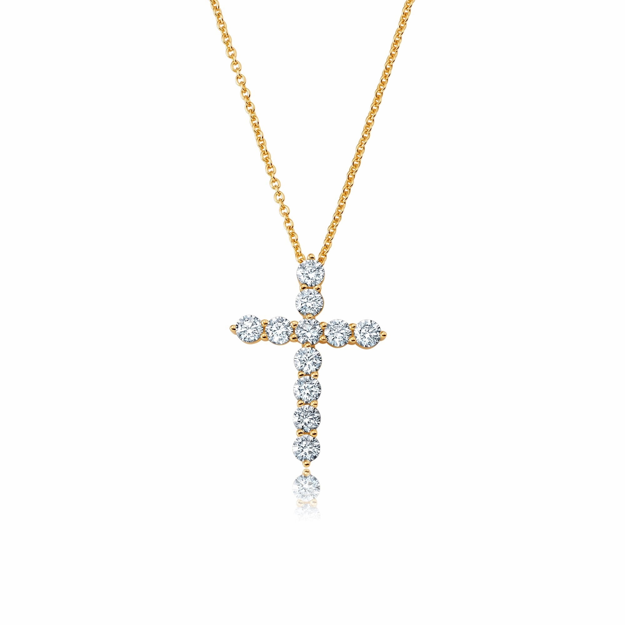 Brilliant Round Cross Necklace Finished in Gold
