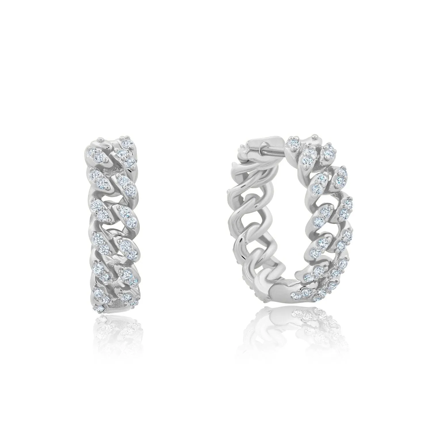 Cabana Cuban Link Earrings Finished in Platinum