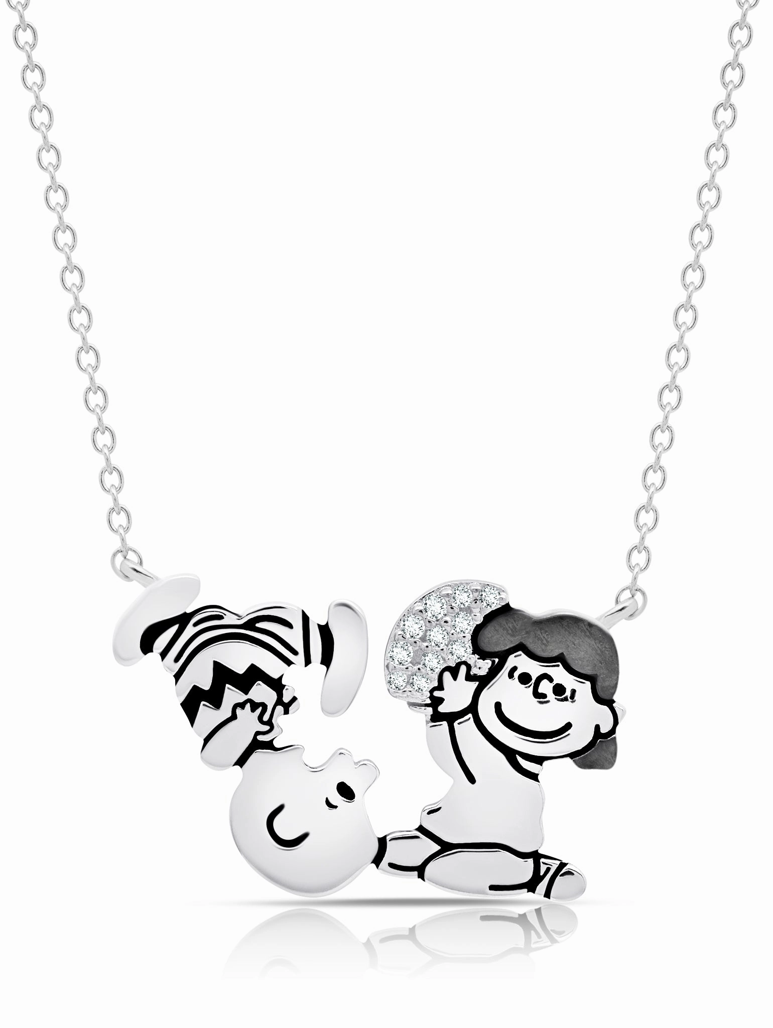 Charlie & Lucy Football Necklace in Platinum