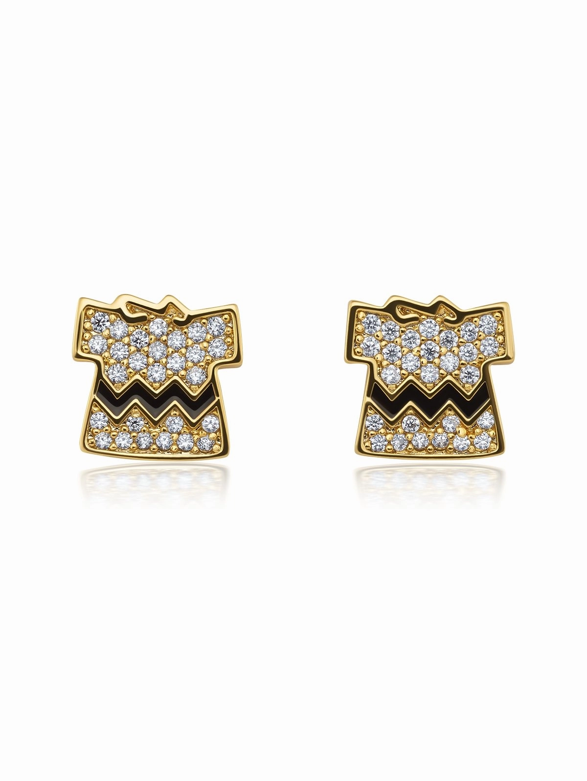 Charlie Brown's Shirt Brass Earrings Finished in 18kt Yellow Gold