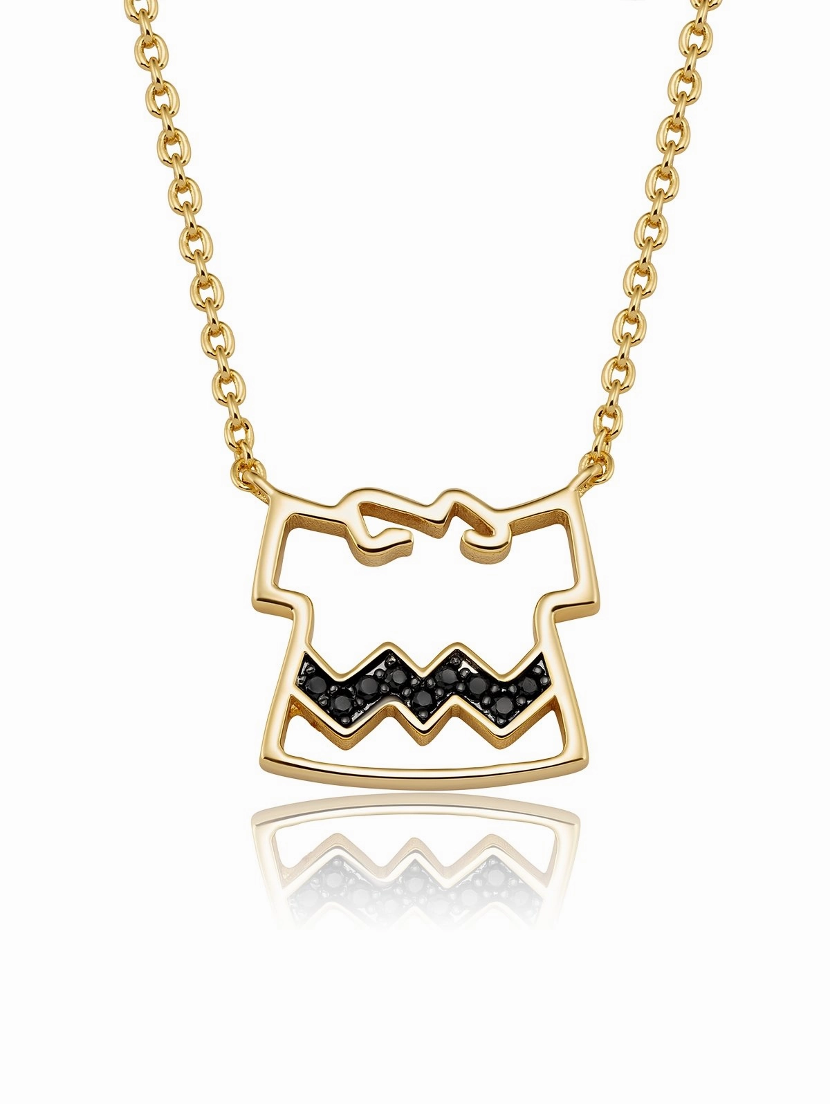 Charlie Brown's Shirt Brass Necklace  Finished in 18kt Yellow Gold