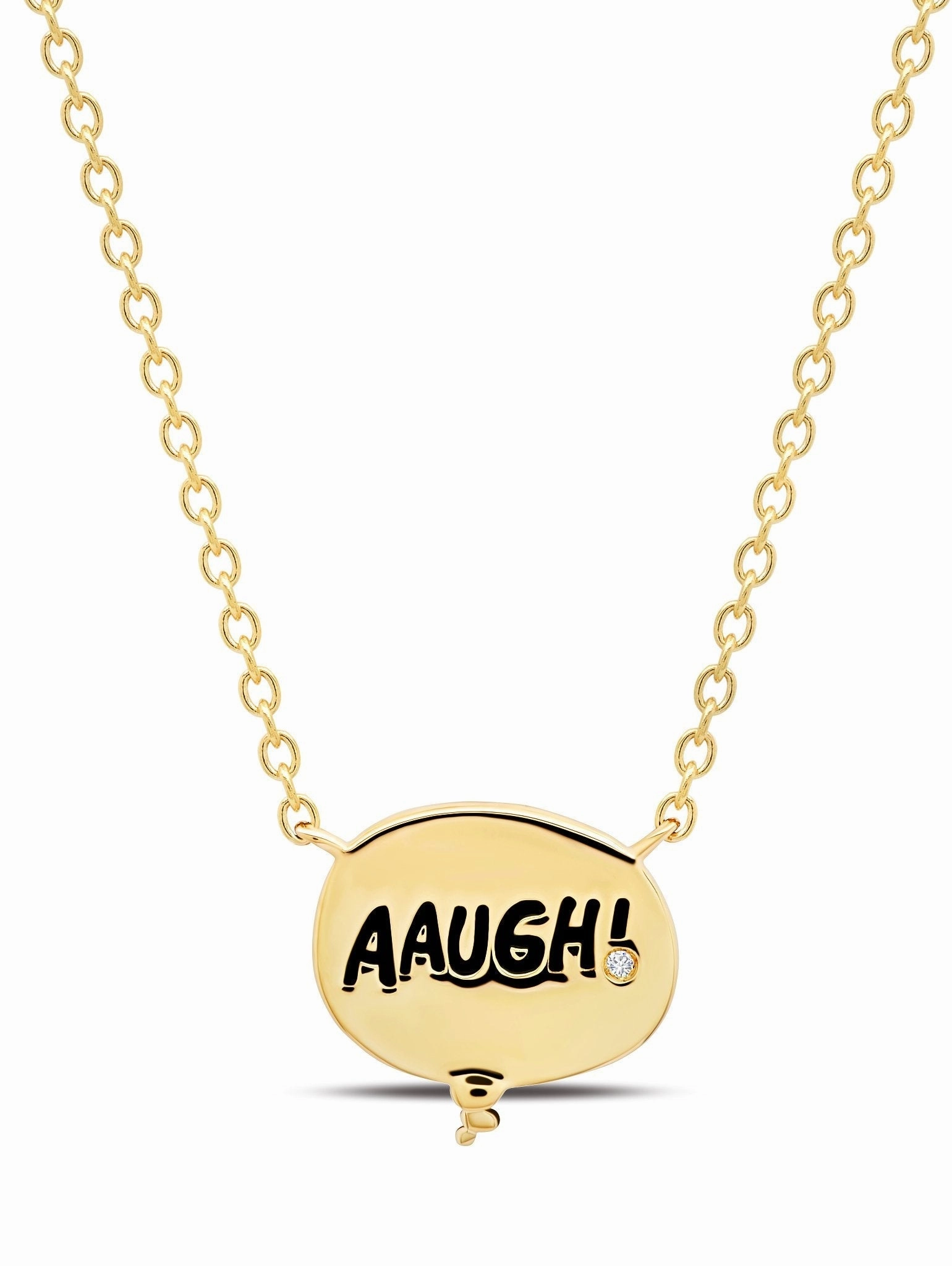 Charlie Brown Thought Balloon .925 Sterling Silver Necklace  Finished in 18kt Yellow Gold
