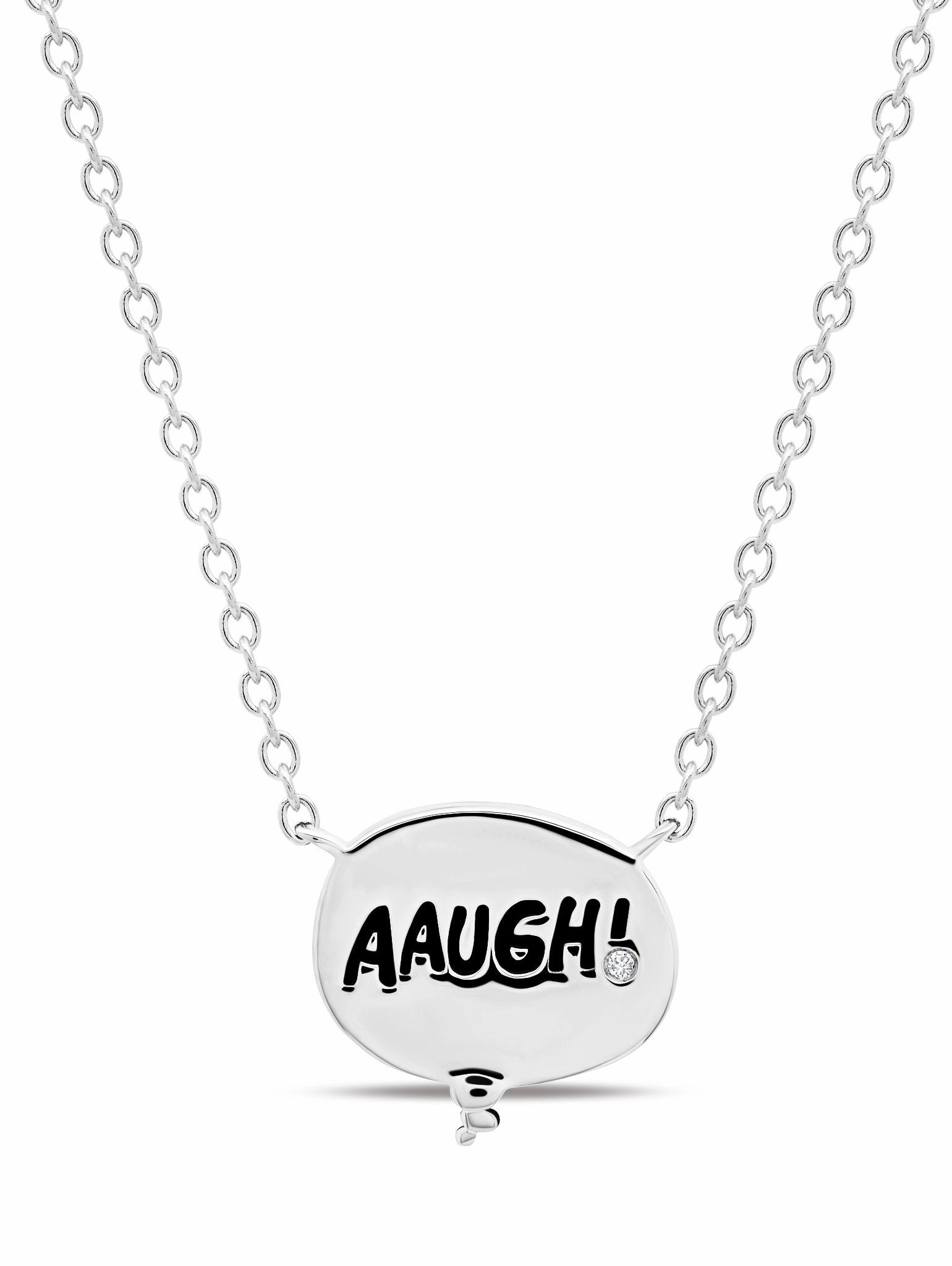 Charlie Brown Thought Balloon .925 Sterling Silver Necklace Finished Pure Platinum