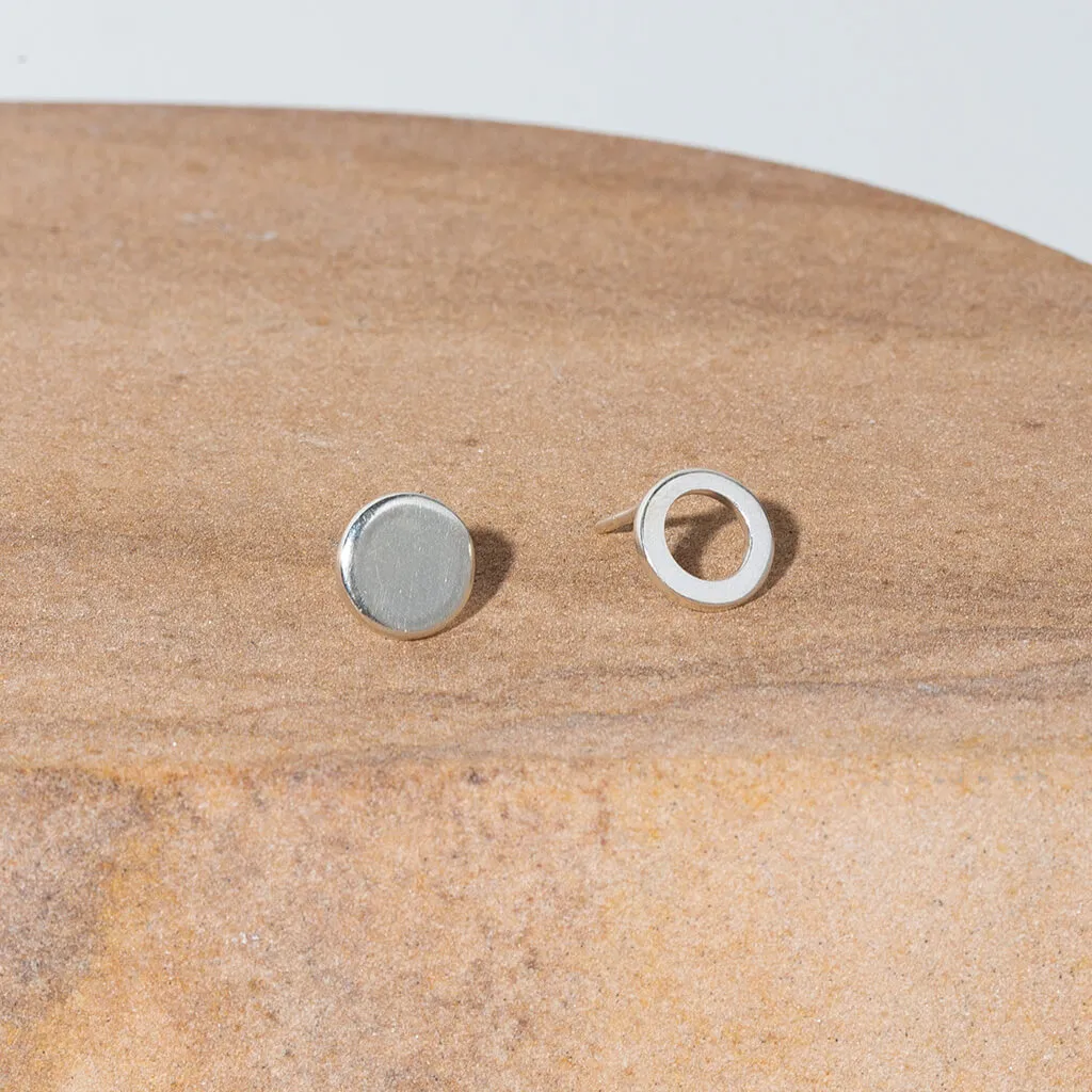 Circle Stud Earrings - Sterling Silver