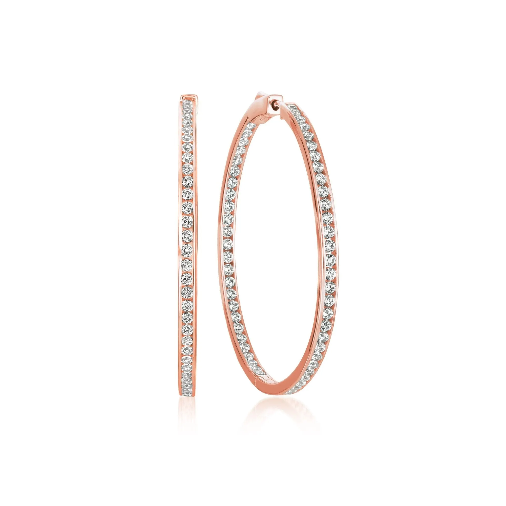 Classic Inside Out Hoop Earrings Finished in 18kt Rose Gold - 1.3" diameter