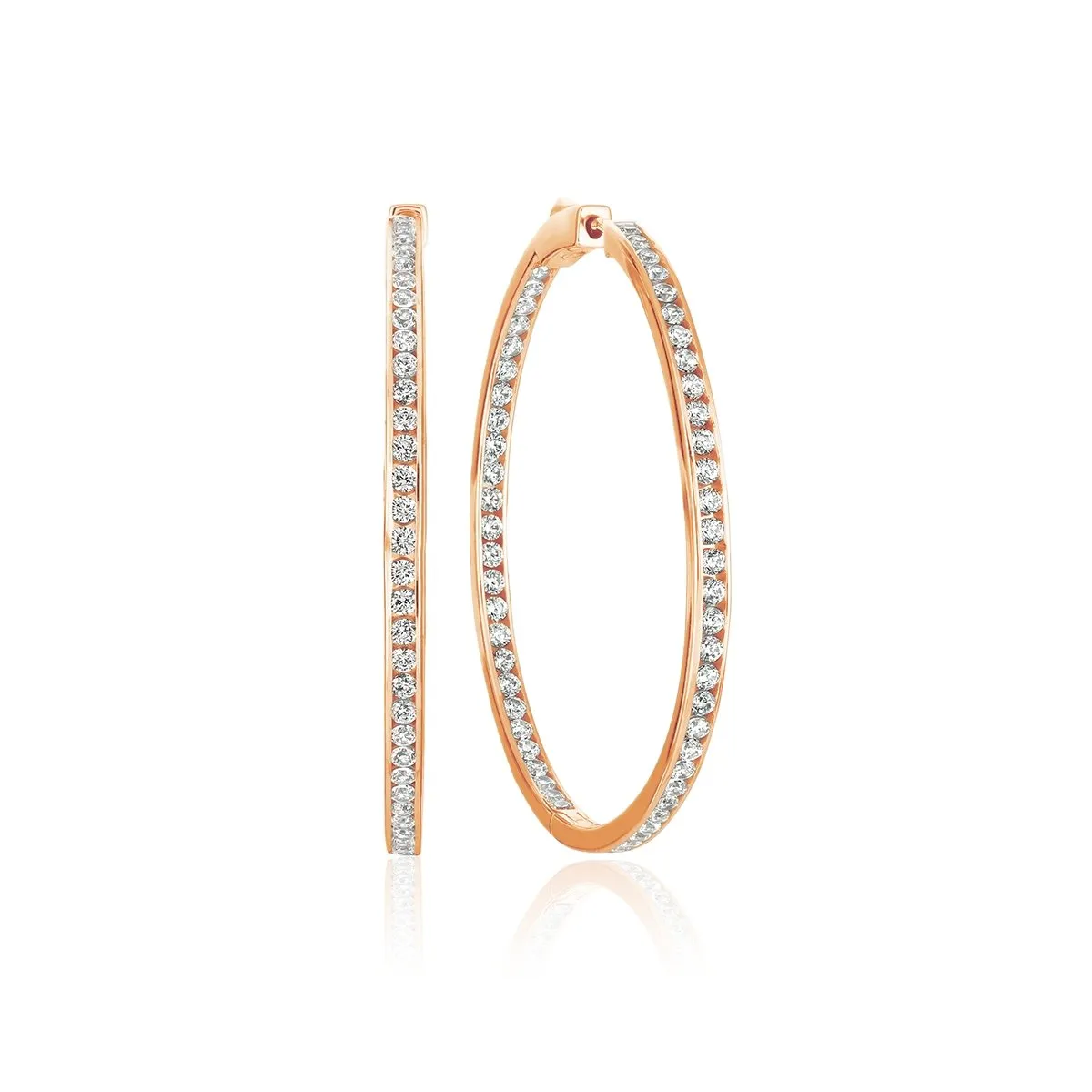 Classic Inside Out Hoop Earrings Finished in 18kt Rose Gold - 1.5" diameter