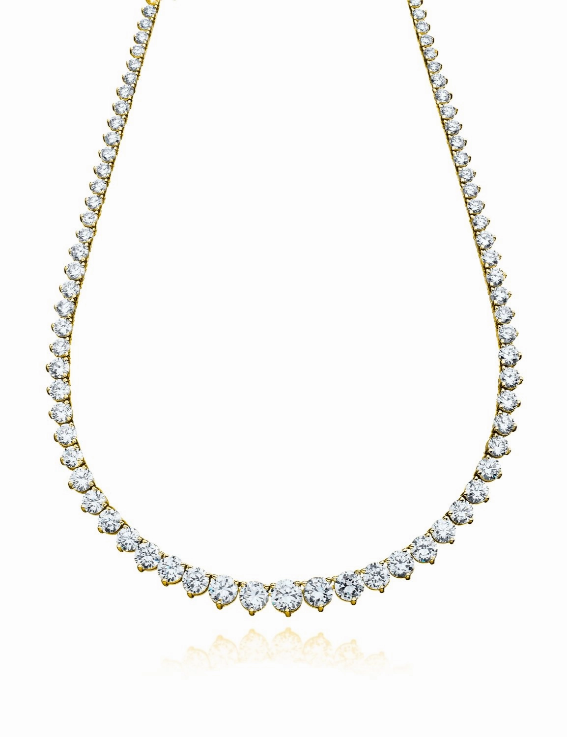 Classic Graduated Tennis Necklace Finished in 18kt Yellow Gold