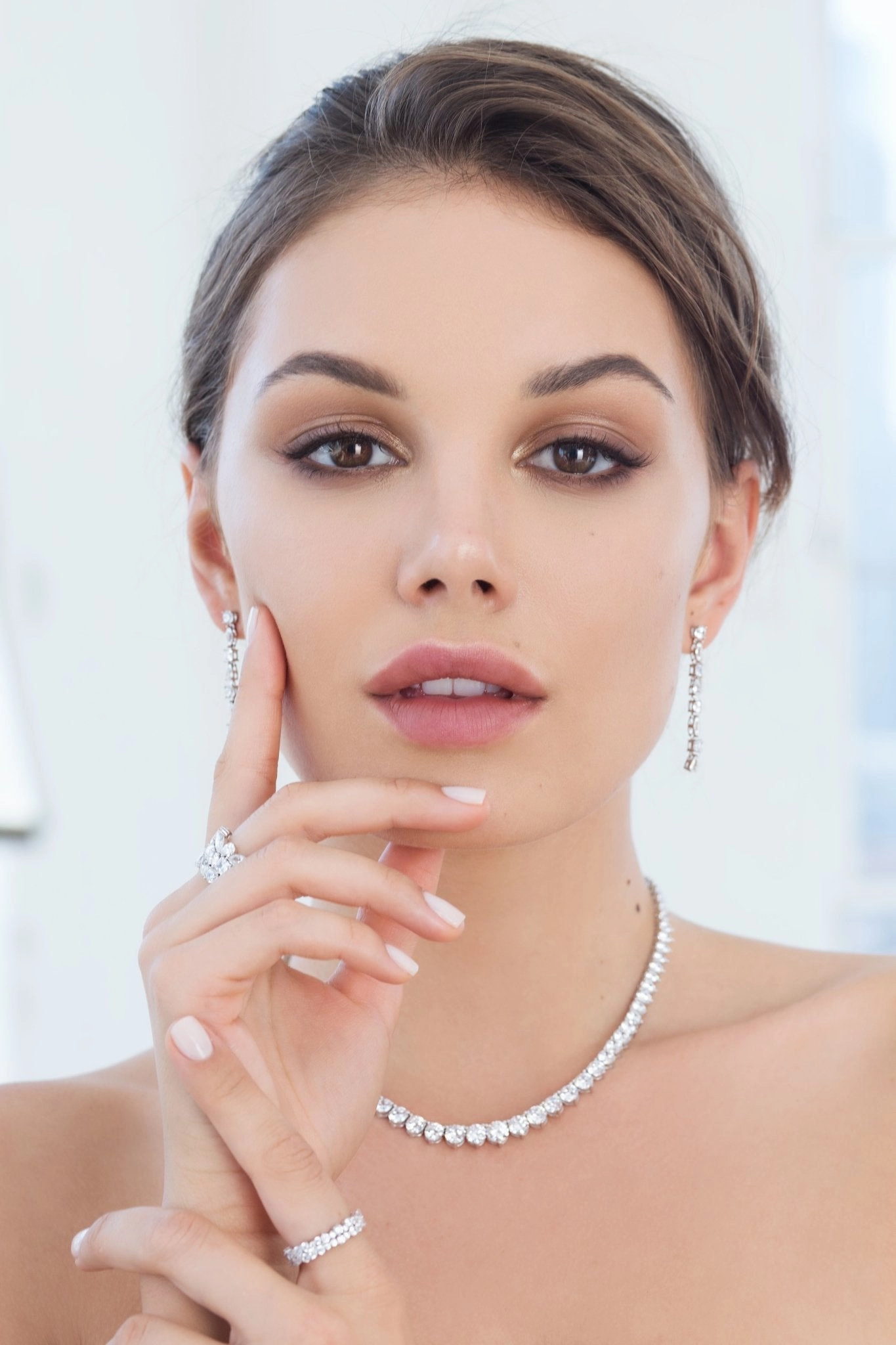 Classic Graduated Tennis Necklace Finished in Pure Platinum