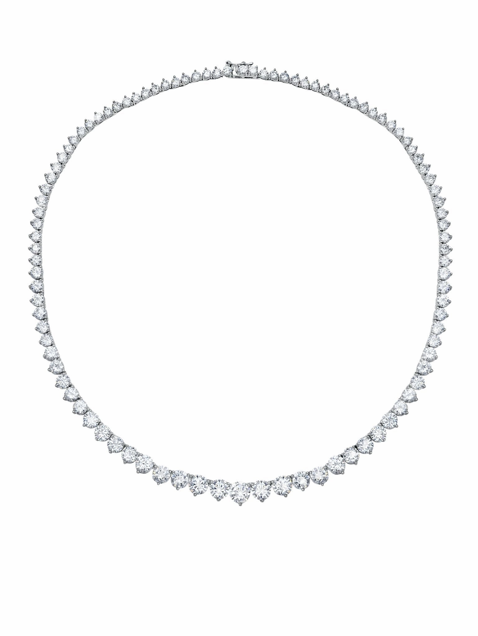 Classic Graduated Tennis Necklace Finished in Pure Platinum