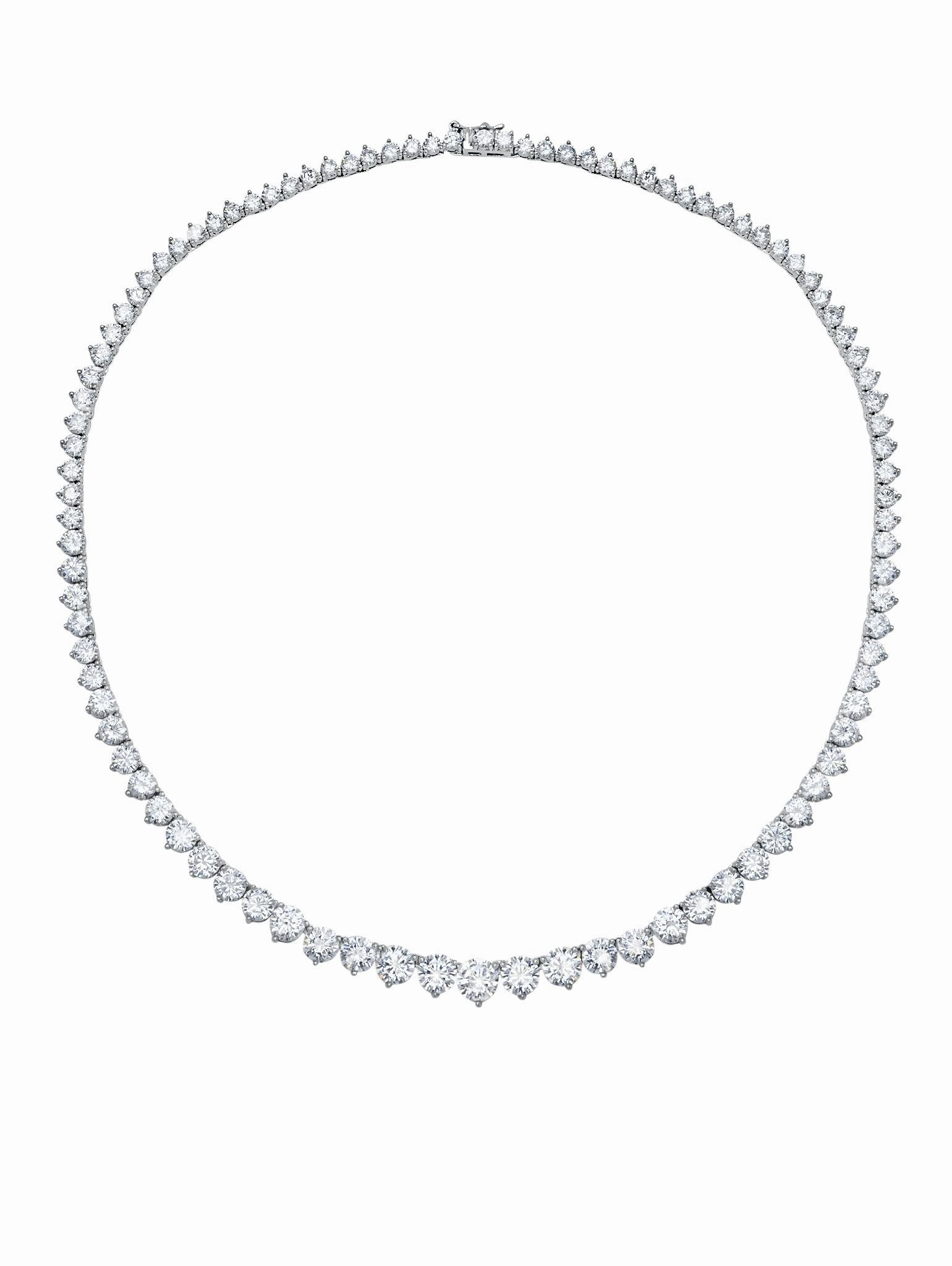 Classic Graduated Tennis Necklace Finished in Pure Platinum