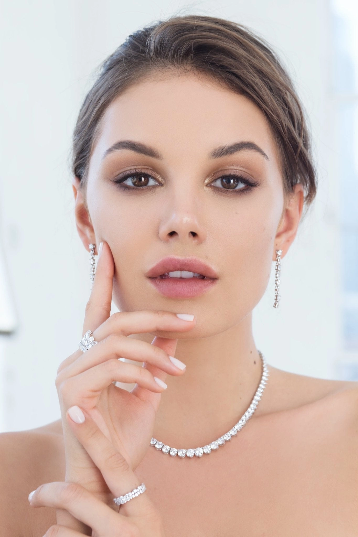 Classic Small Graduated Tennis Necklace Finished in 18kt Rose Gold