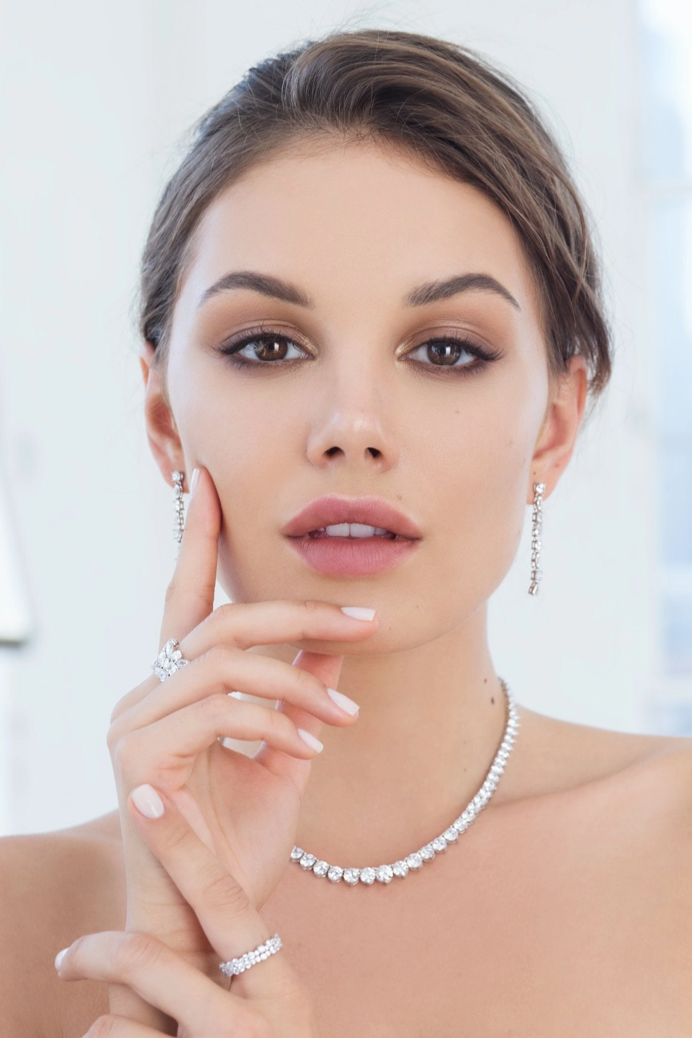 Classic Small Graduated Tennis Necklace Finished in 18kt Rose Gold