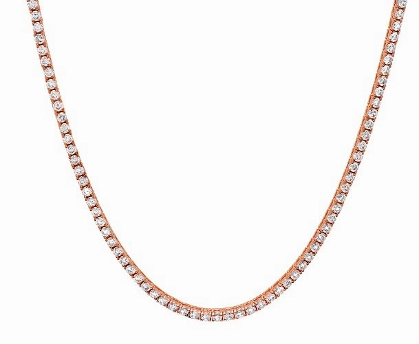 Classic Tennis Necklace Finished in 18kt Rose Gold - 16"