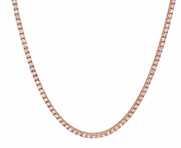 Classic Tennis Necklace Finished in 18kt Rose Gold - 16"
