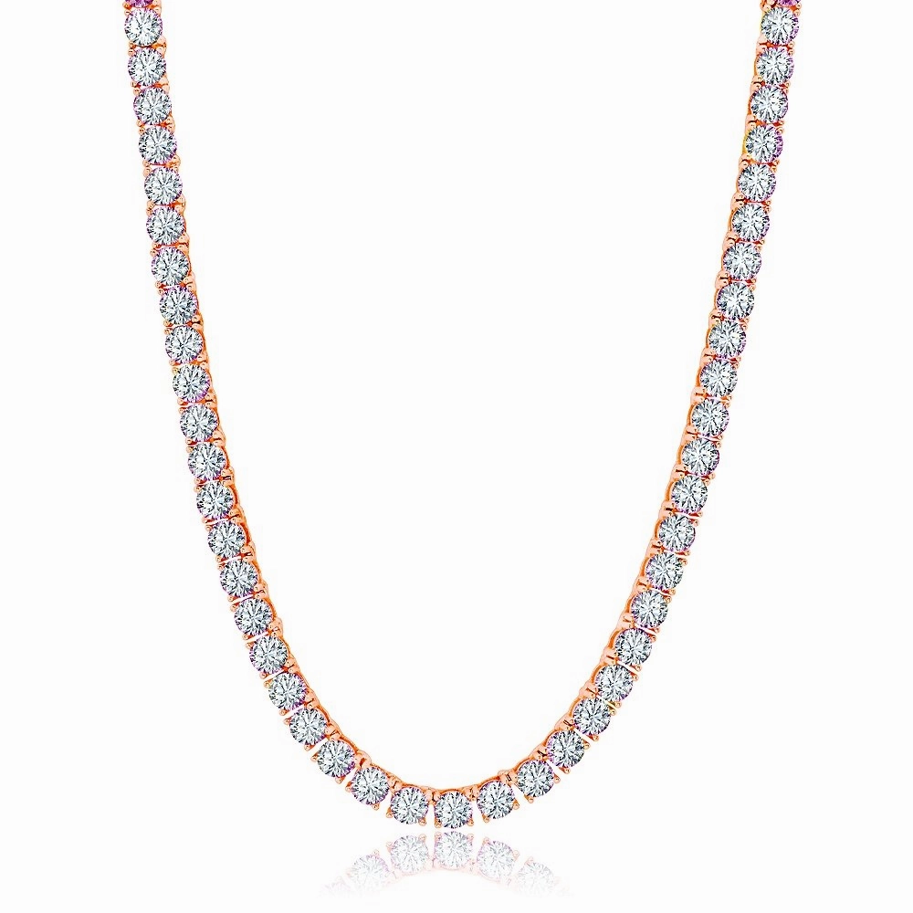 Classic Tennis Necklace Finished in 18kt Rose Gold - 18"