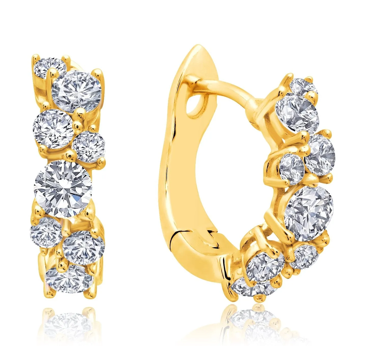 Cluster Petite Hoop Earrings Finished in Gold