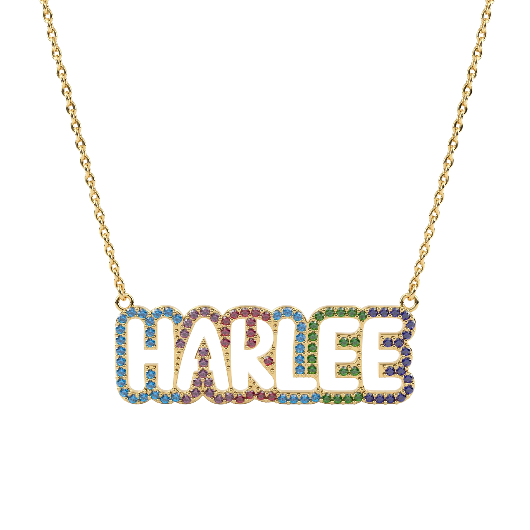 Colored Bubble Cutout Name Nacklace