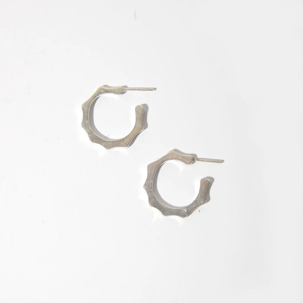 Crown Mini Hoop Earrings - Sterling Silver