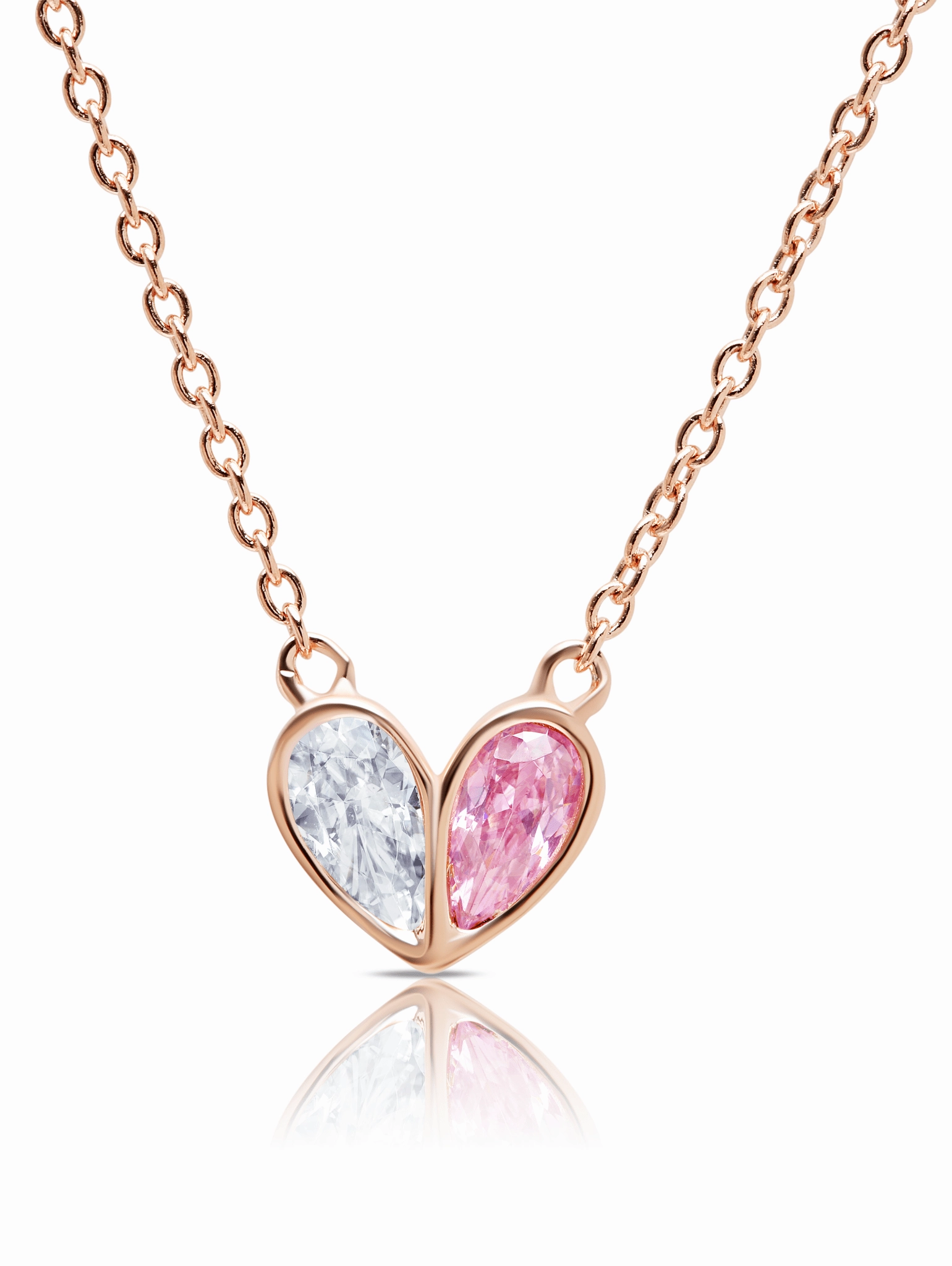 Crush Pink and Clear Pendant in Rose