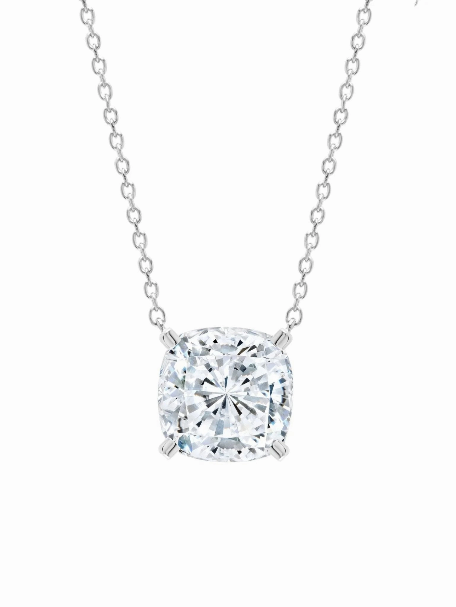 Cushion Cut Necklace in Platinum