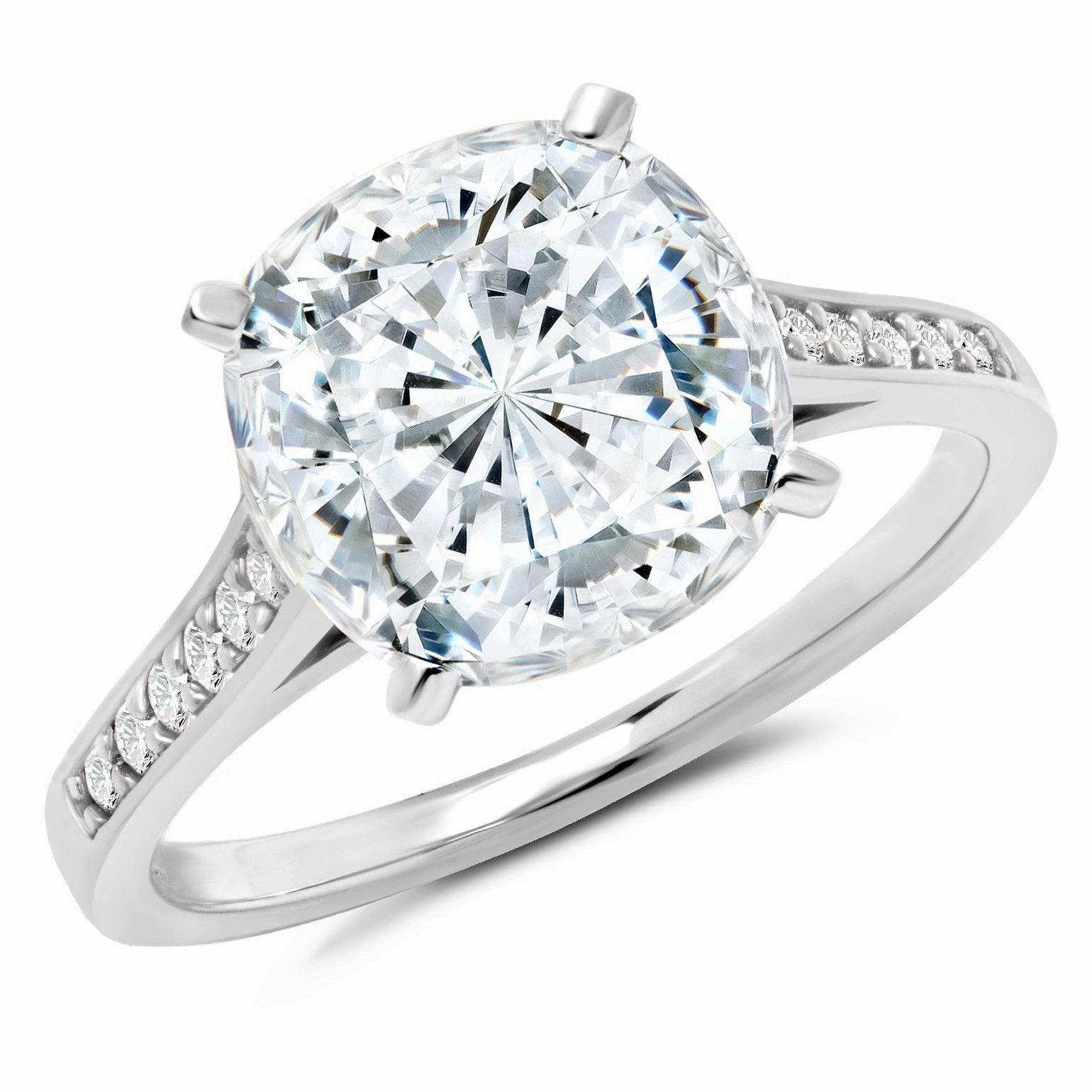 Cushion Cut Ring Finished in Platinum