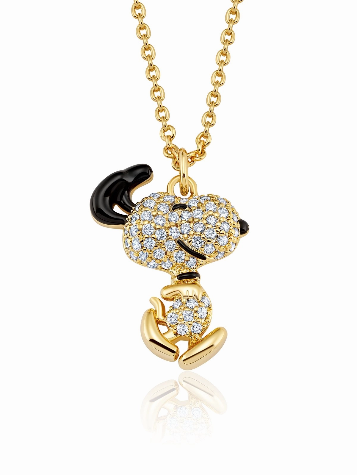 Dancing Snoopy Necklace Finished in 18kt Yellow Gold