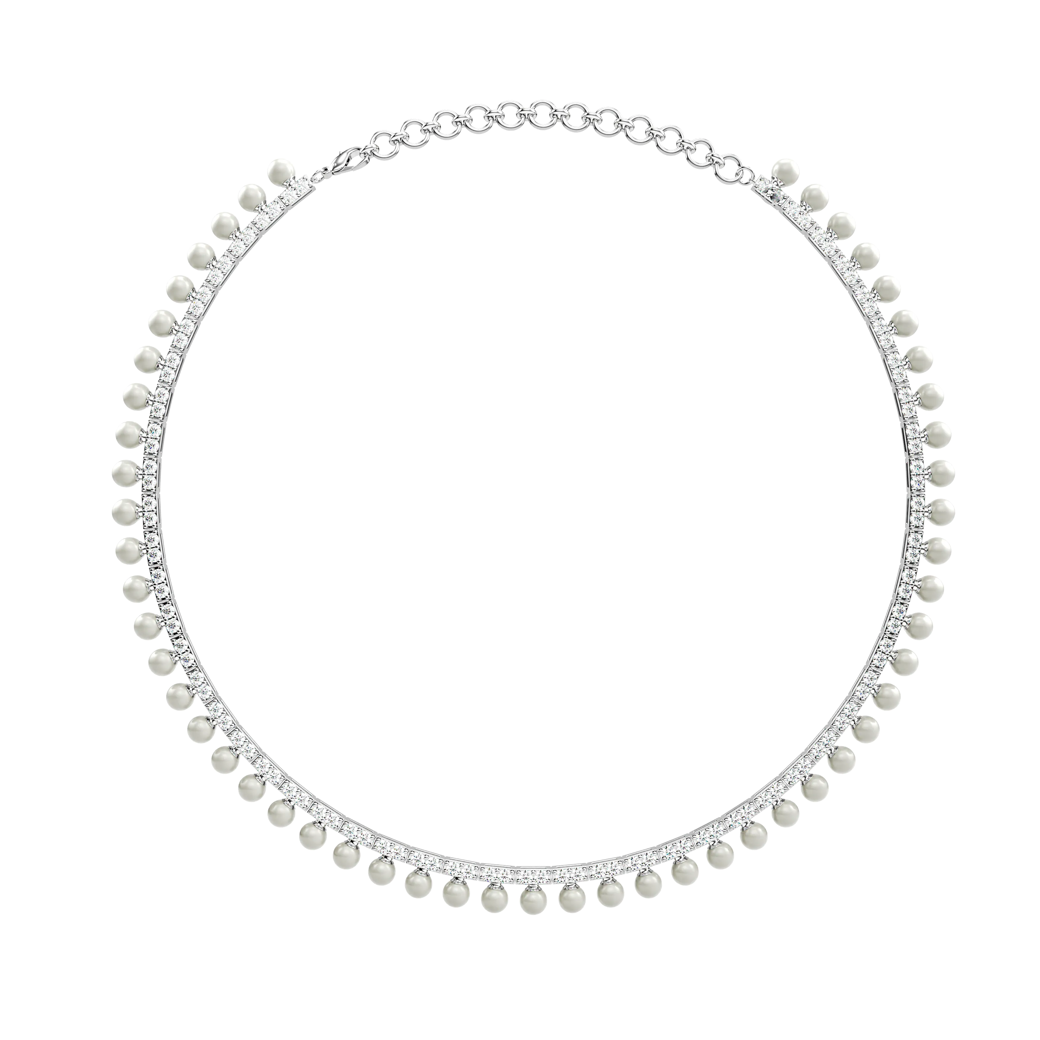 Diamond and Pearl Tennis Necklace