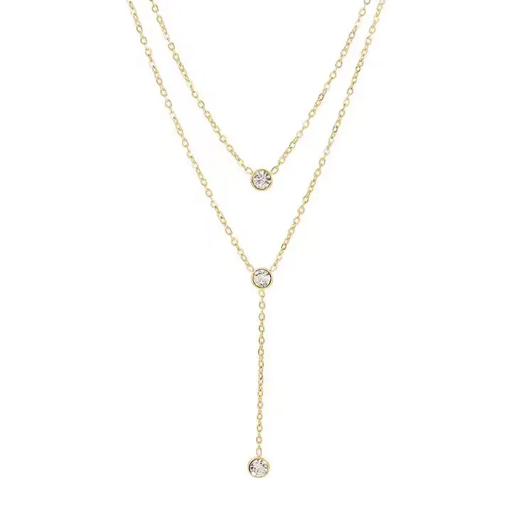 Diamond layered Y necklace