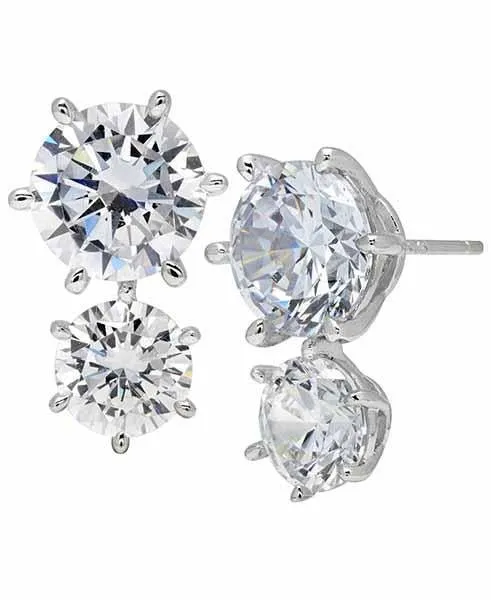 Double Brilliant Earrings Finished in Platinum