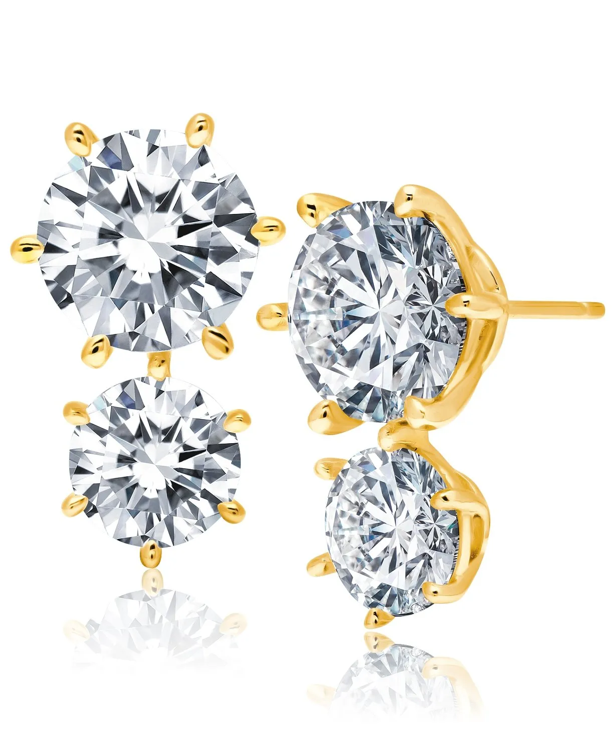 Double Brilliant Stud Earrings Finished in Gold