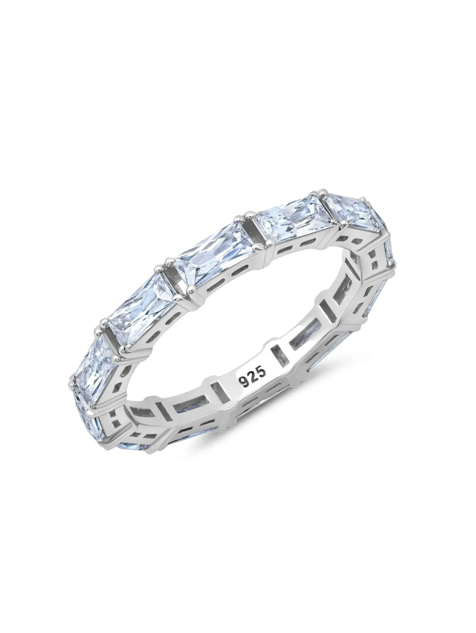 East West Baguette Eternity Band Ring Finished in Platinum