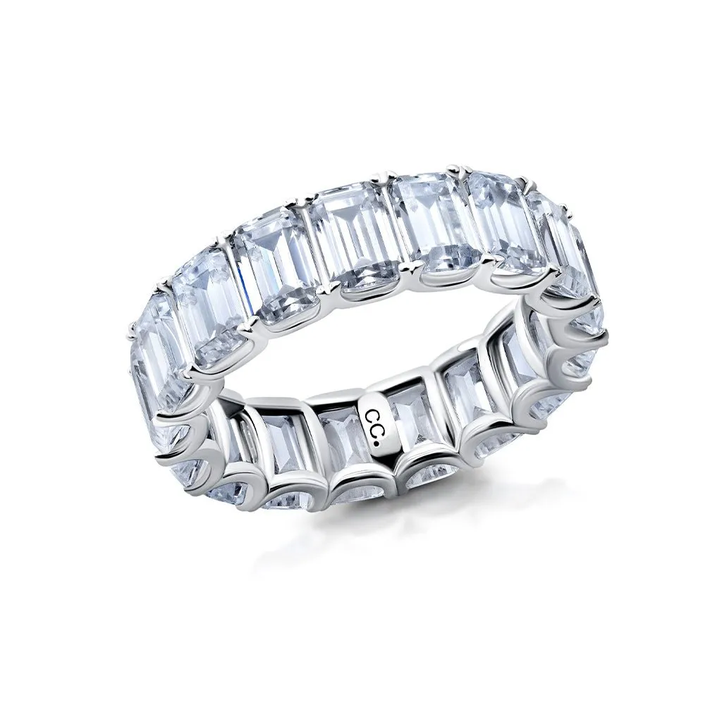 Emerald Cut Eternity Band Ring in Platinum