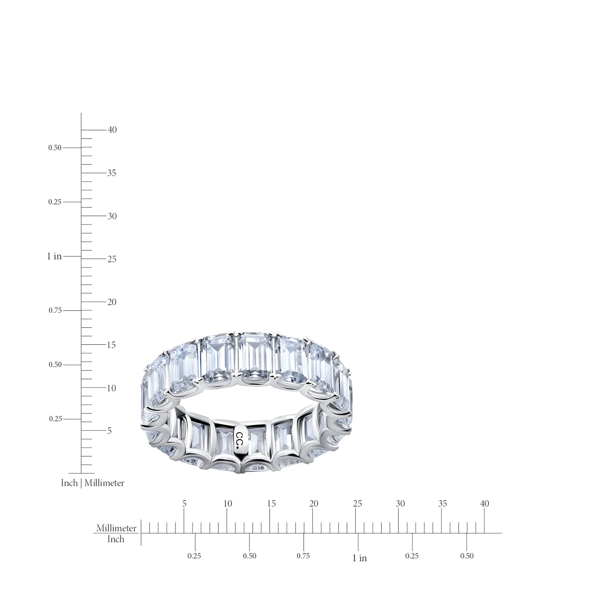 Emerald Cut Eternity Band Ring in Platinum