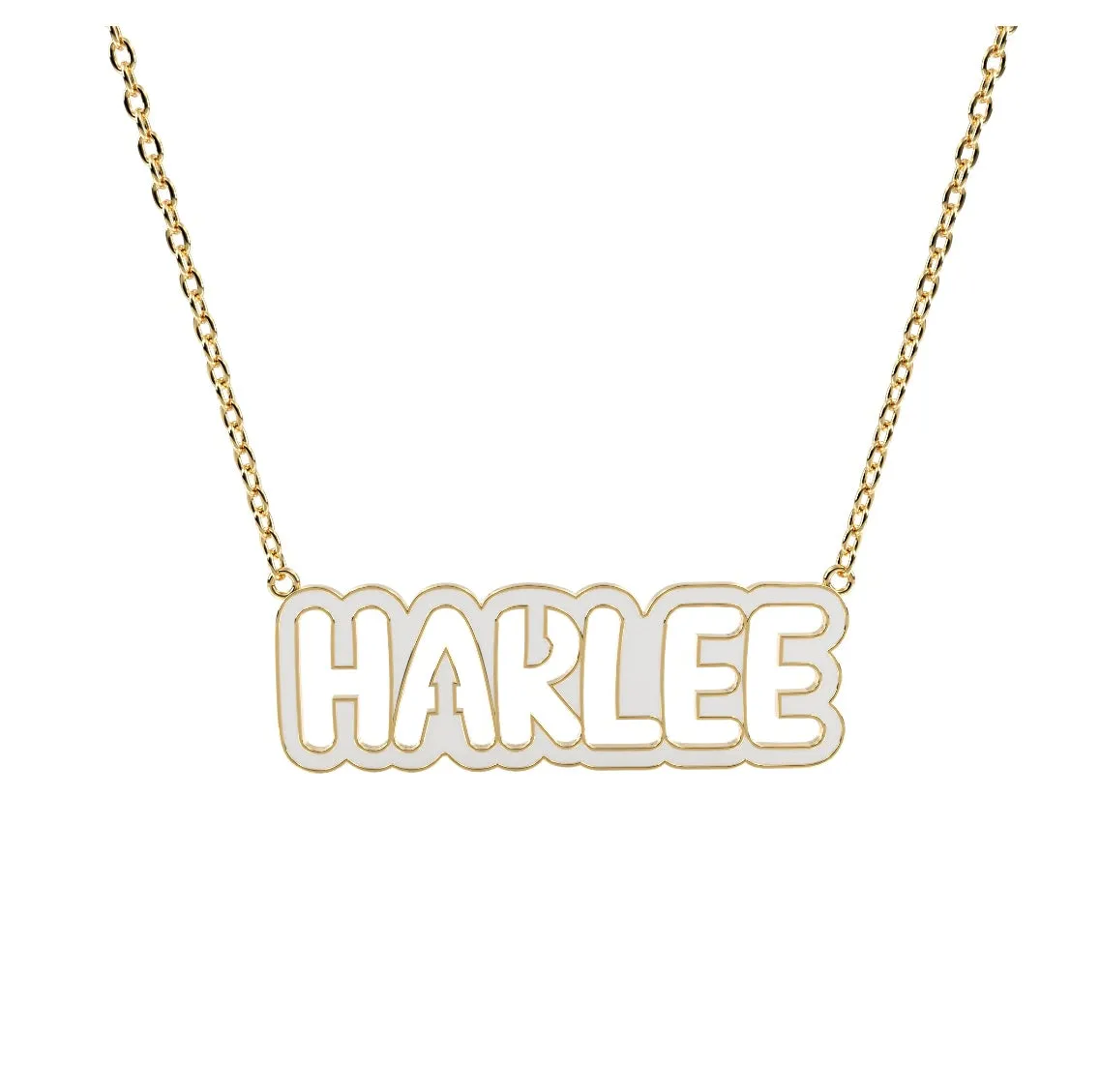 Enamel Bubble Cutout Name Nacklace
