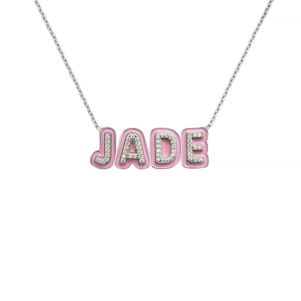 Enamel Outline Pave Necklace