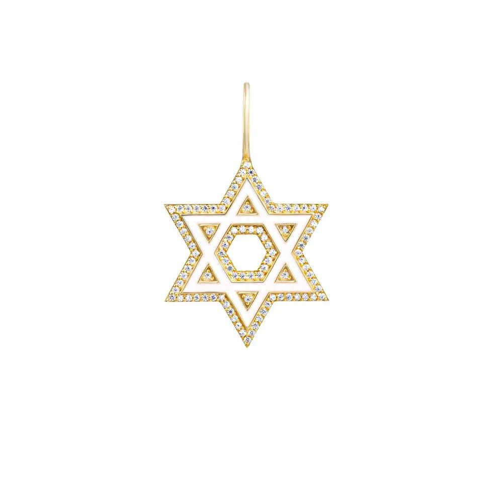 Enamel Outline Star Of David Charm