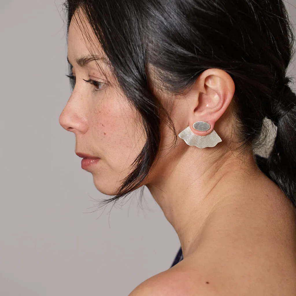 Fan Jacket Earrings - Sterling Silver