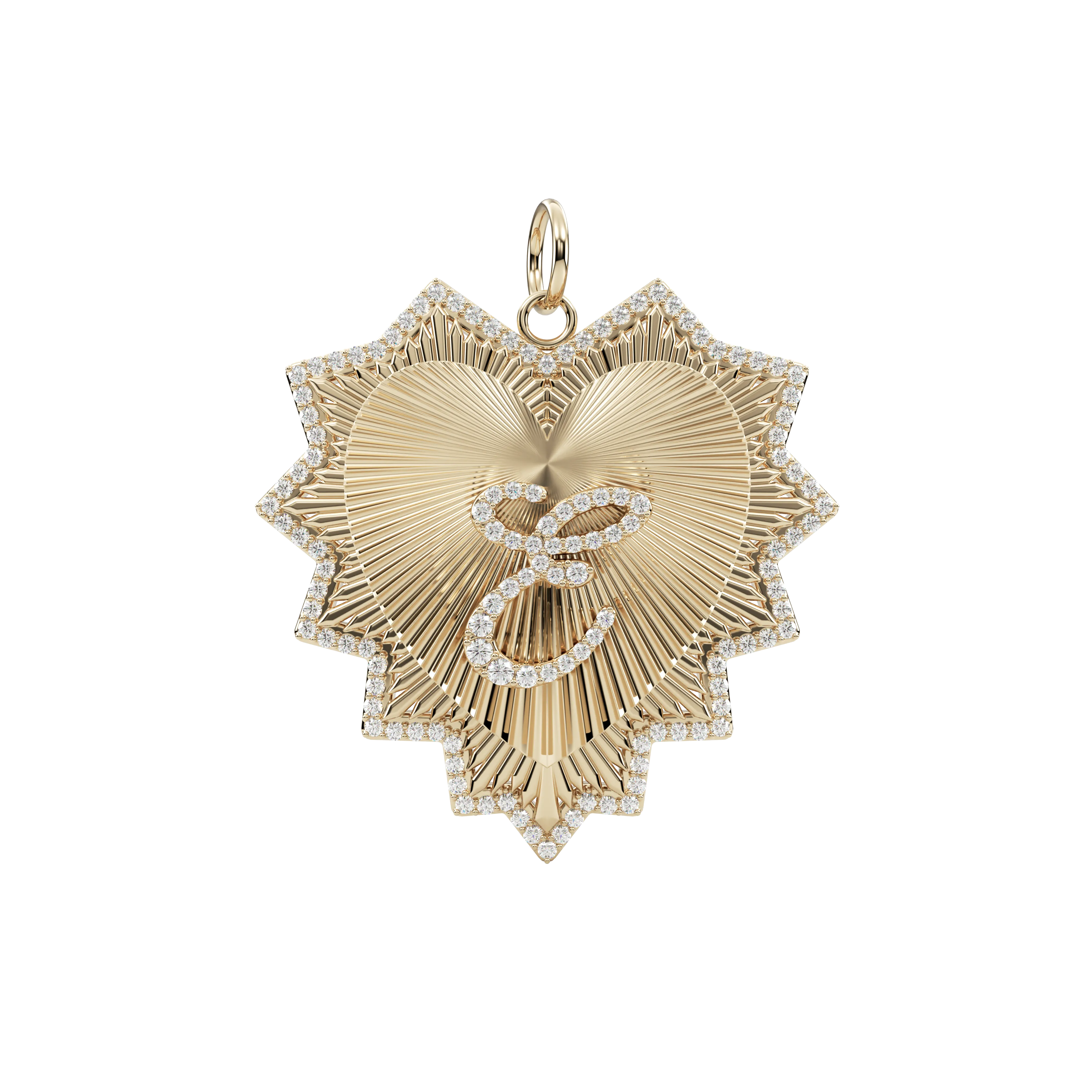 Fancy Fluted Heart Initial Charm