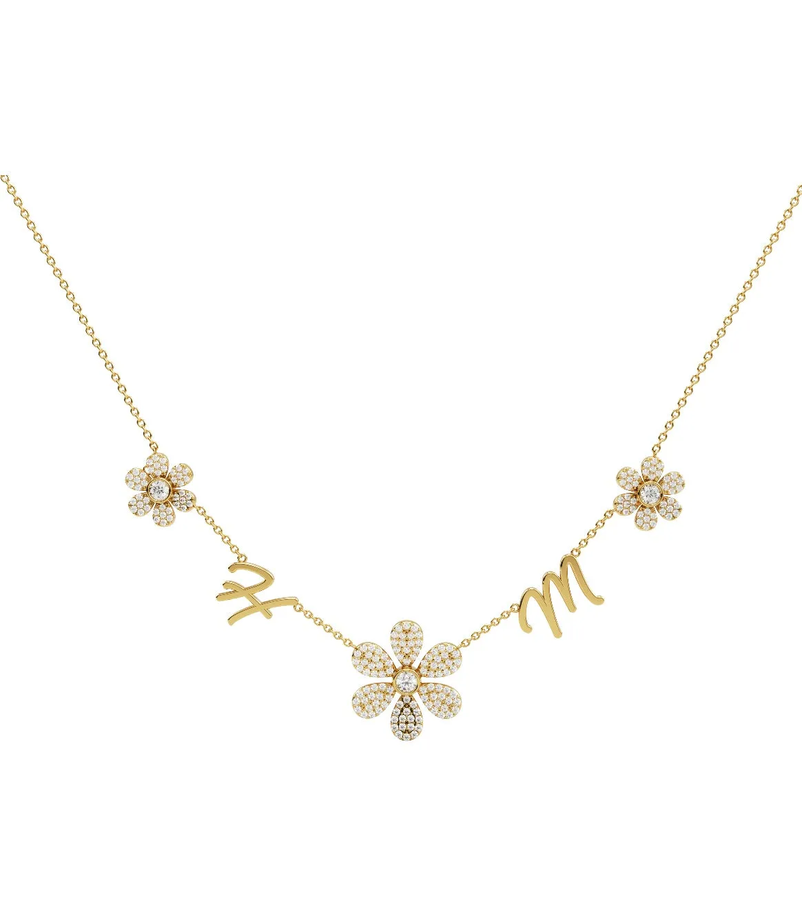 Flower And Initial Necklace