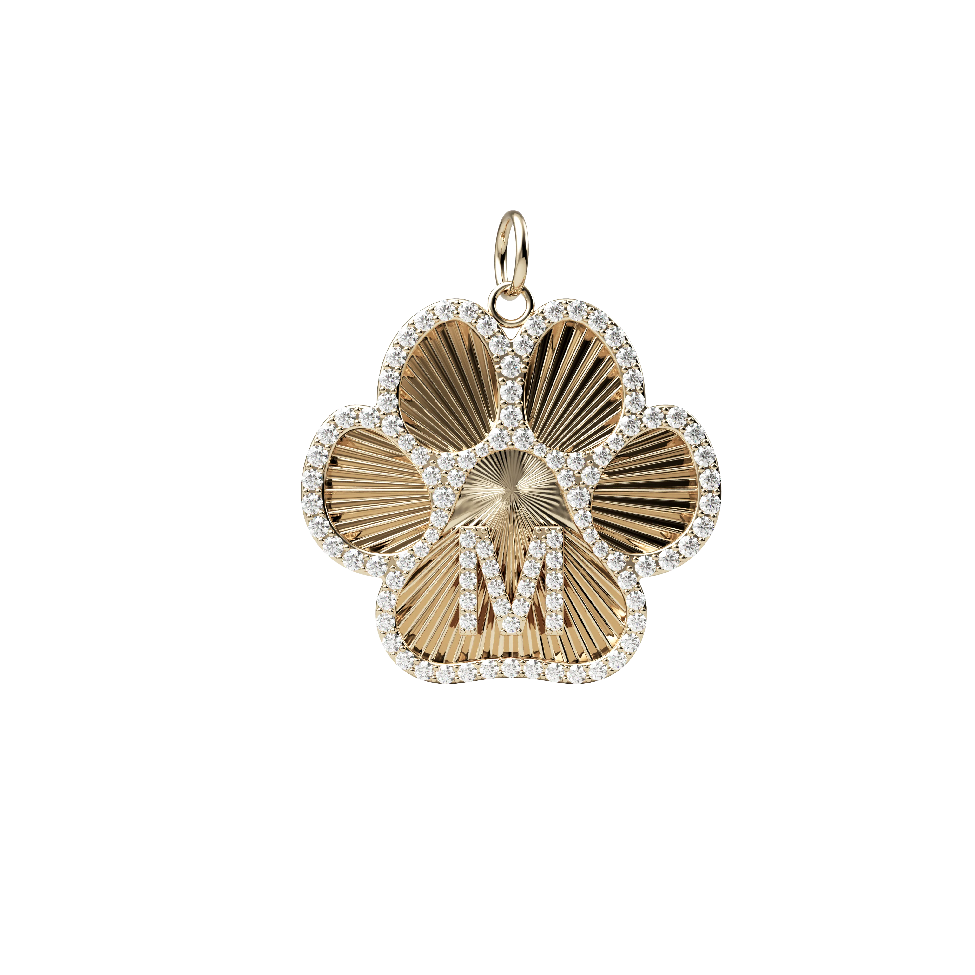 Fluted Dog Tag Initial Charm