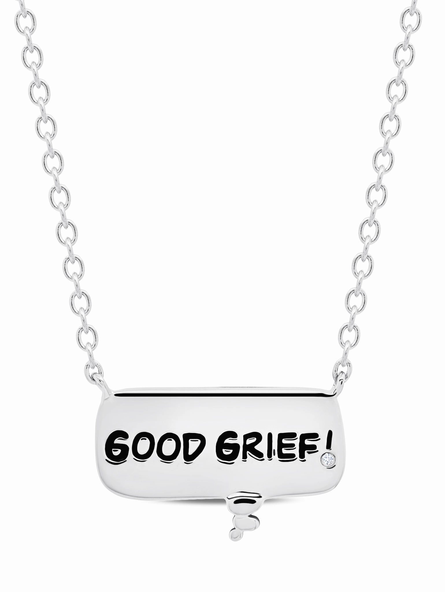 GOOD GRIEF! Thought Balloon .925 Sterling Silver Necklace Finished in Pure Platinum
