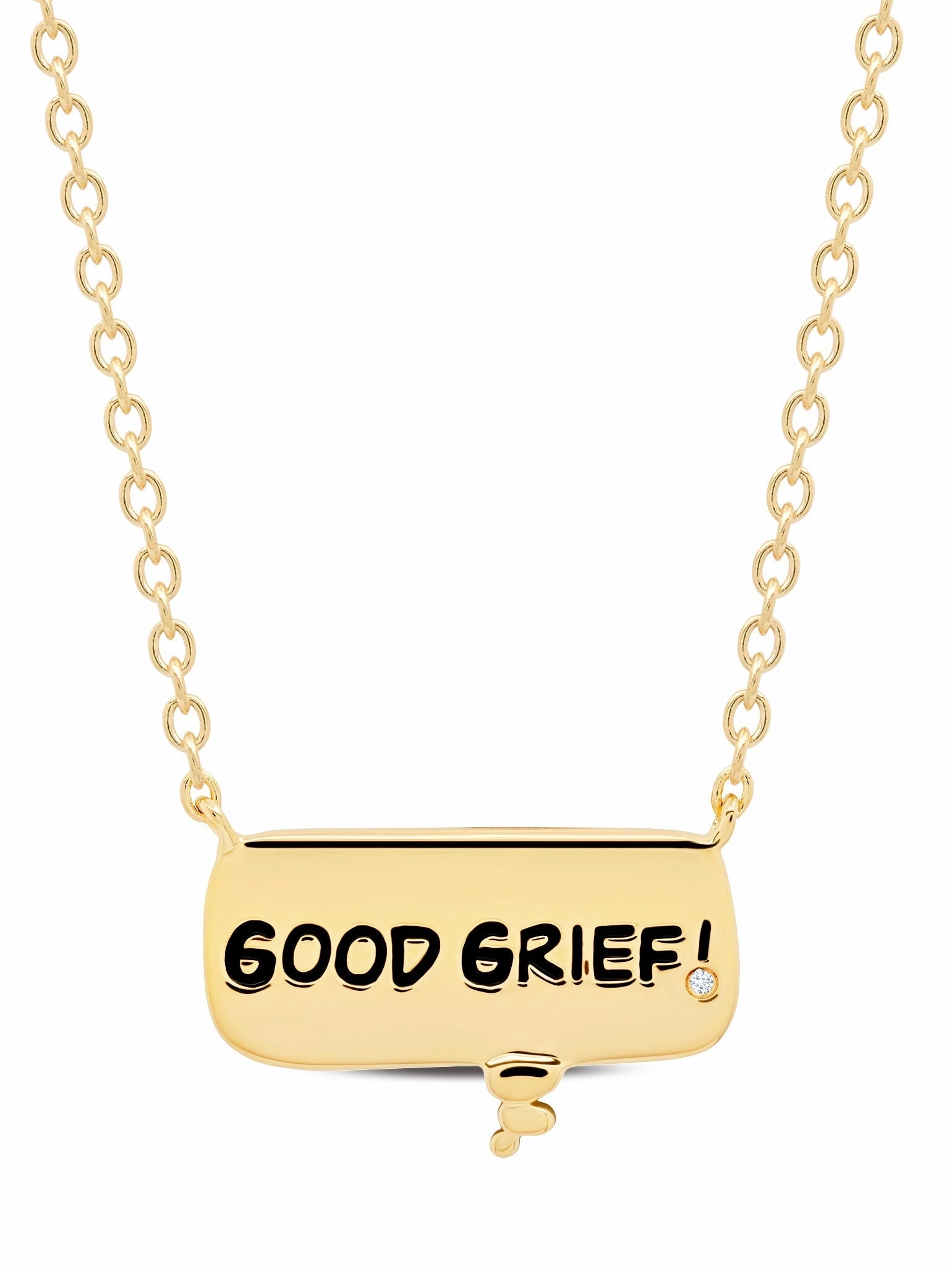 GOOD GRIEF! Thought Balloon  .925 Sterling Silver Necklace Finished Finished in 18kt Yellow Gold