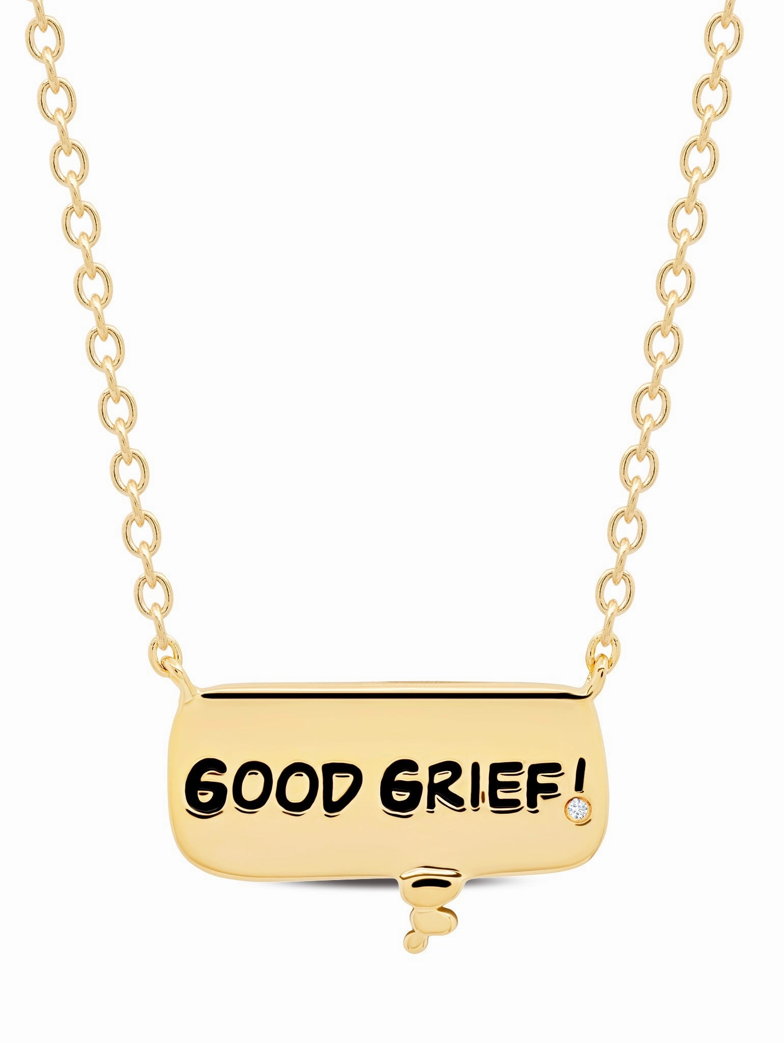 GOOD GRIEF! Thought Balloon Necklace Finished in 18kt Yellow Gold