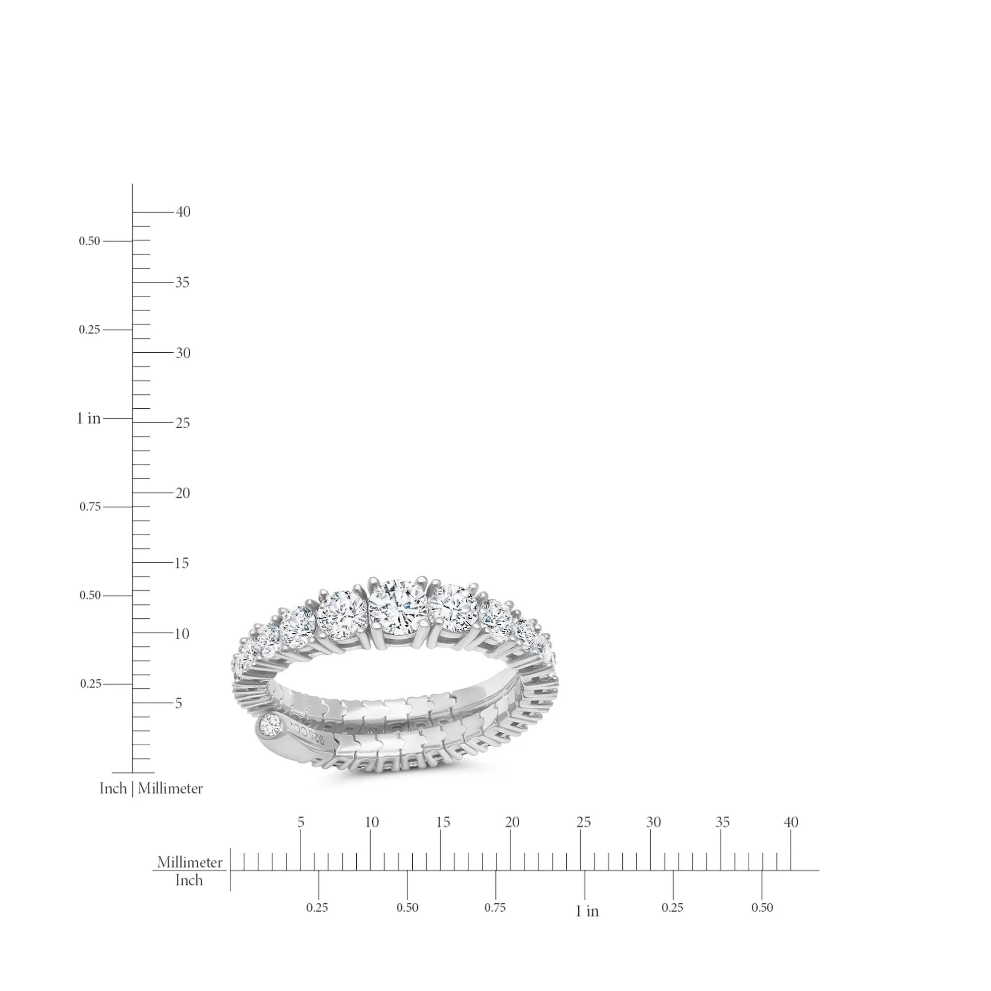 Graduated Adjustable Ring Finished in Platinum