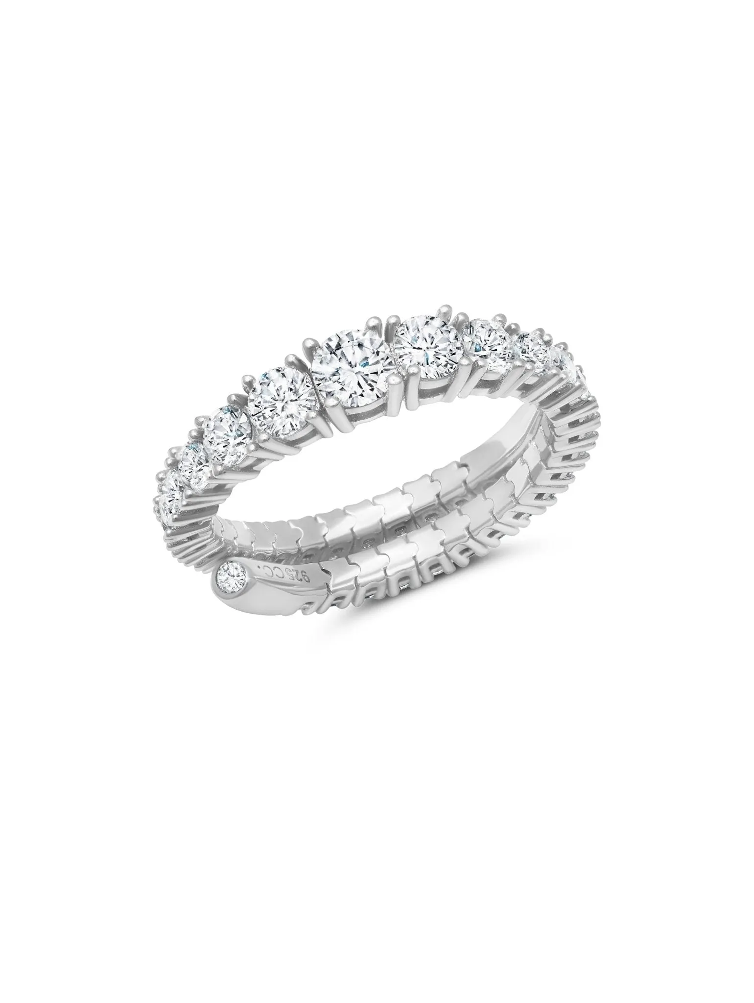 Graduated Adjustable Ring Finished in Platinum