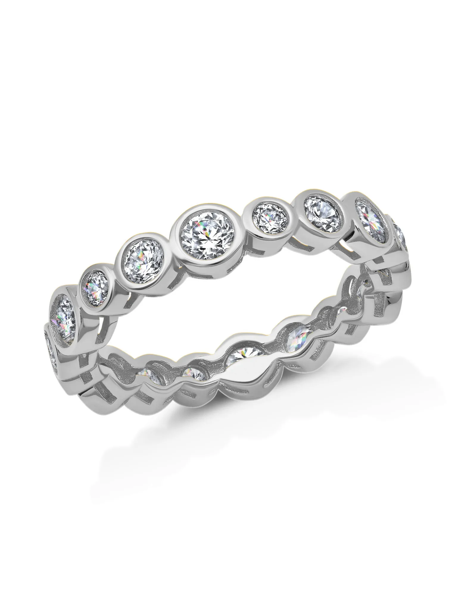 Graduated Bezel Ring in Platinum